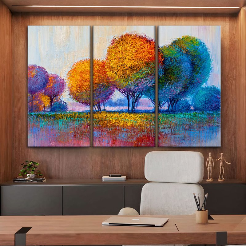 Colorful Trees Kit 3 Screens Canvas