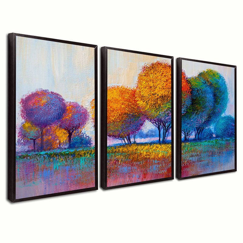 Colorful Trees Kit 3 Screens Canvas