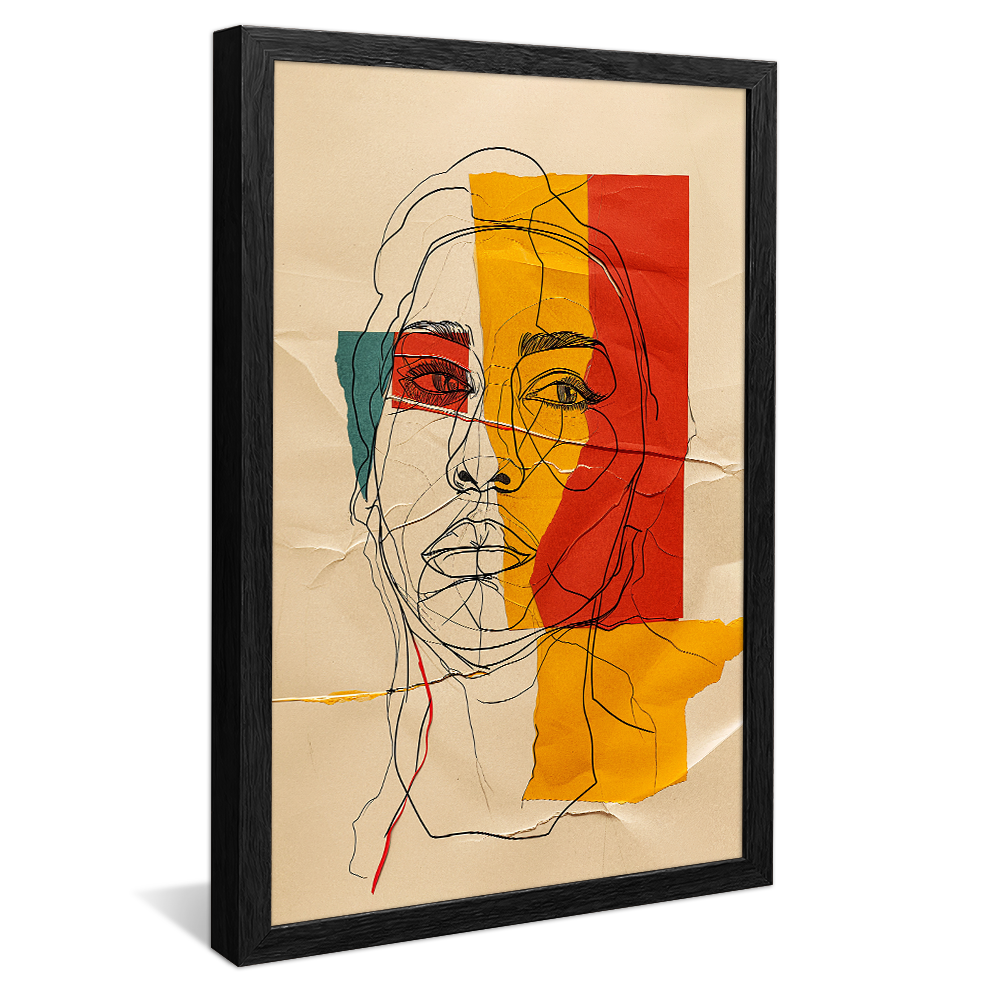 Conceptual Face Lineart Painting V1153 Canvas