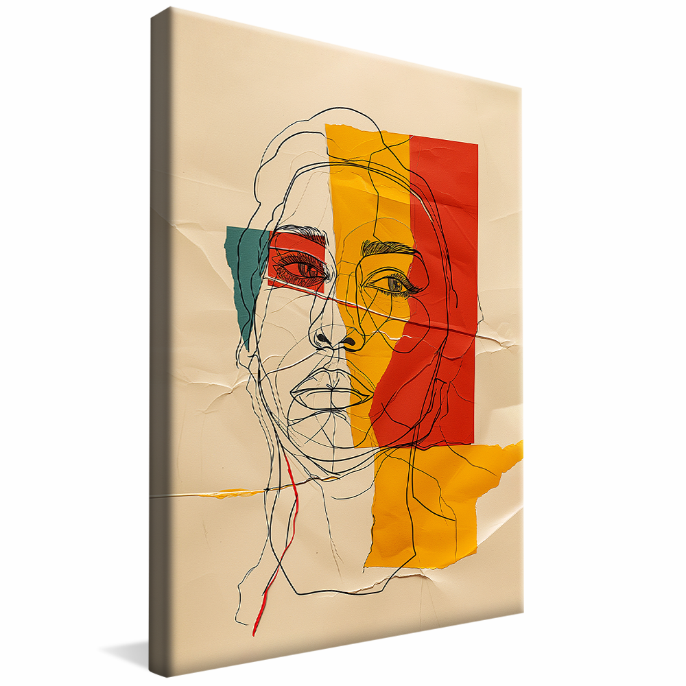 Conceptual Face Lineart Painting V1153 Canvas