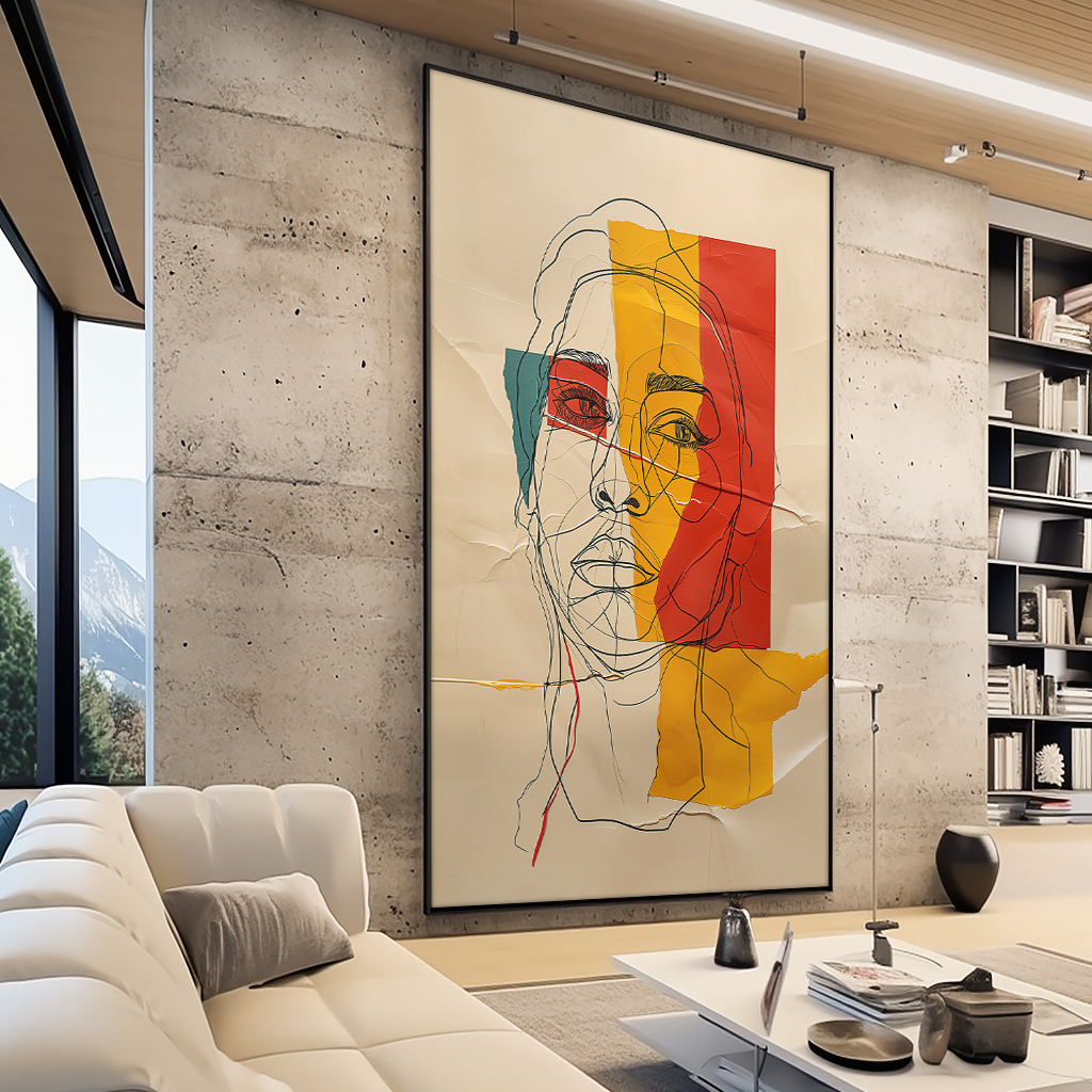 Conceptual Face Lineart Painting V1153 Canvas