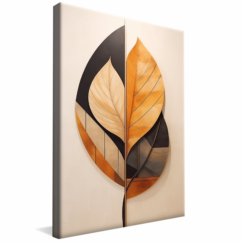 Conceptual Orange and Black Leaves V903 Canvas