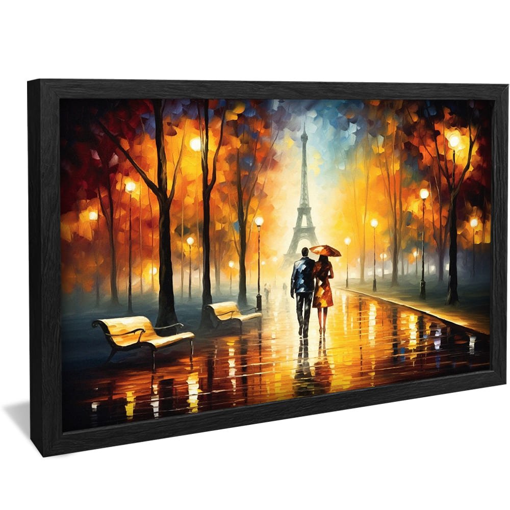 Couple Stroll Paris Painting Canvas