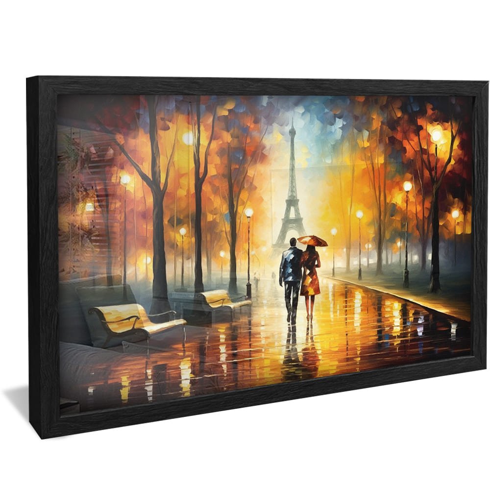 Couple Stroll Paris Painting Canvas