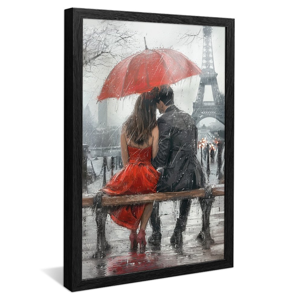 Couple in Paris Painting V1097 Canvas