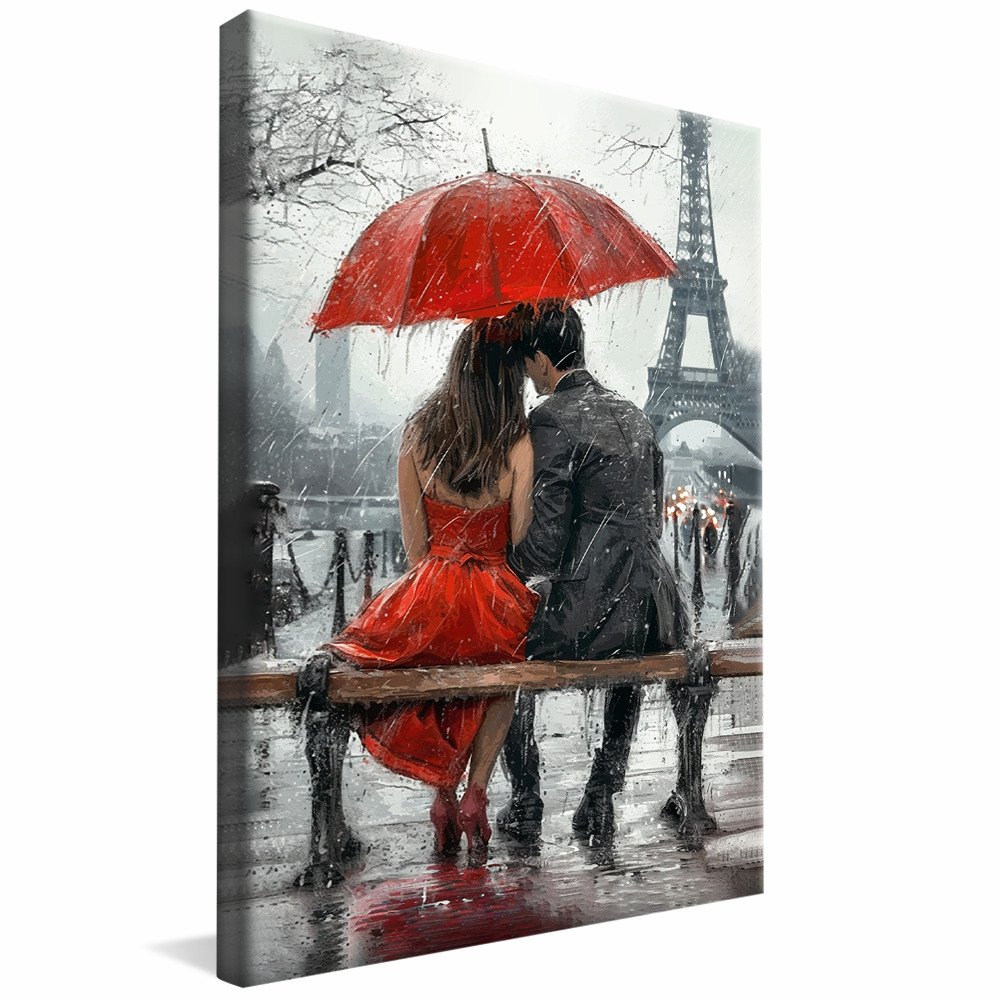 Couple in Paris Painting V1097 Canvas