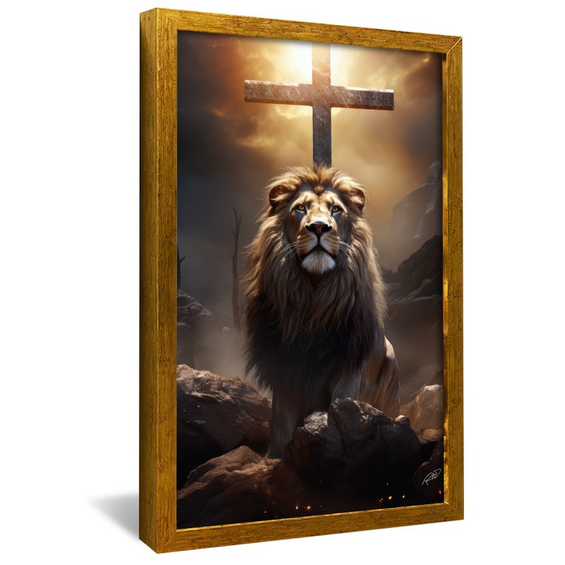 Cross and Lion V1587 Canvas