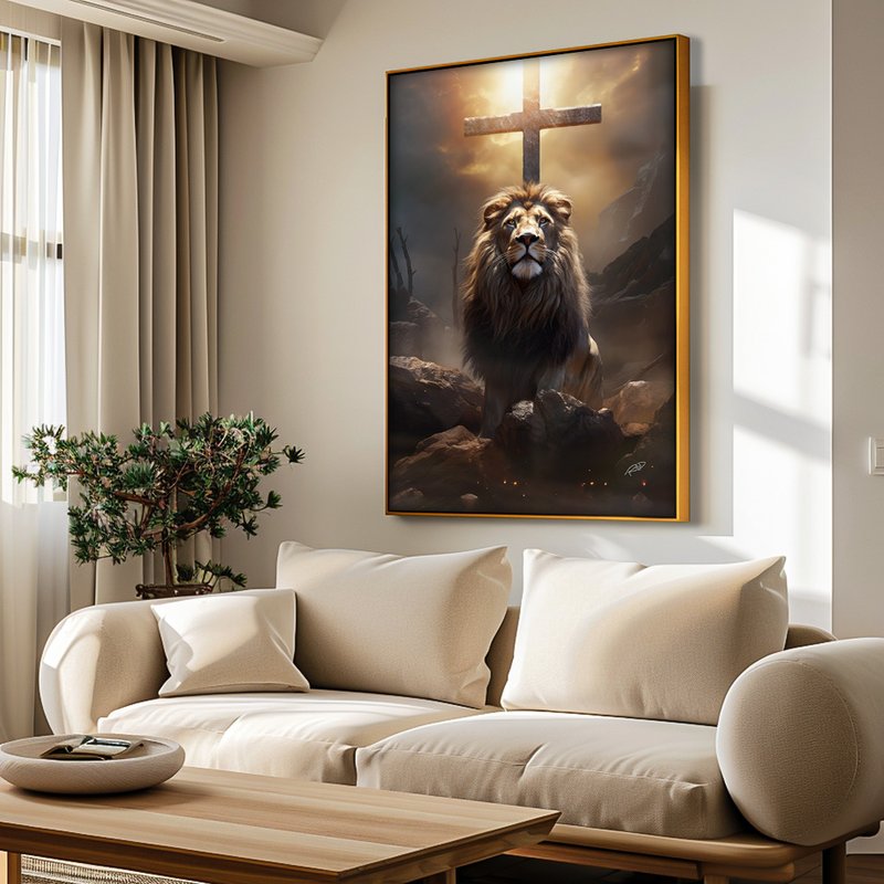 Cross and Lion V1587 Canvas