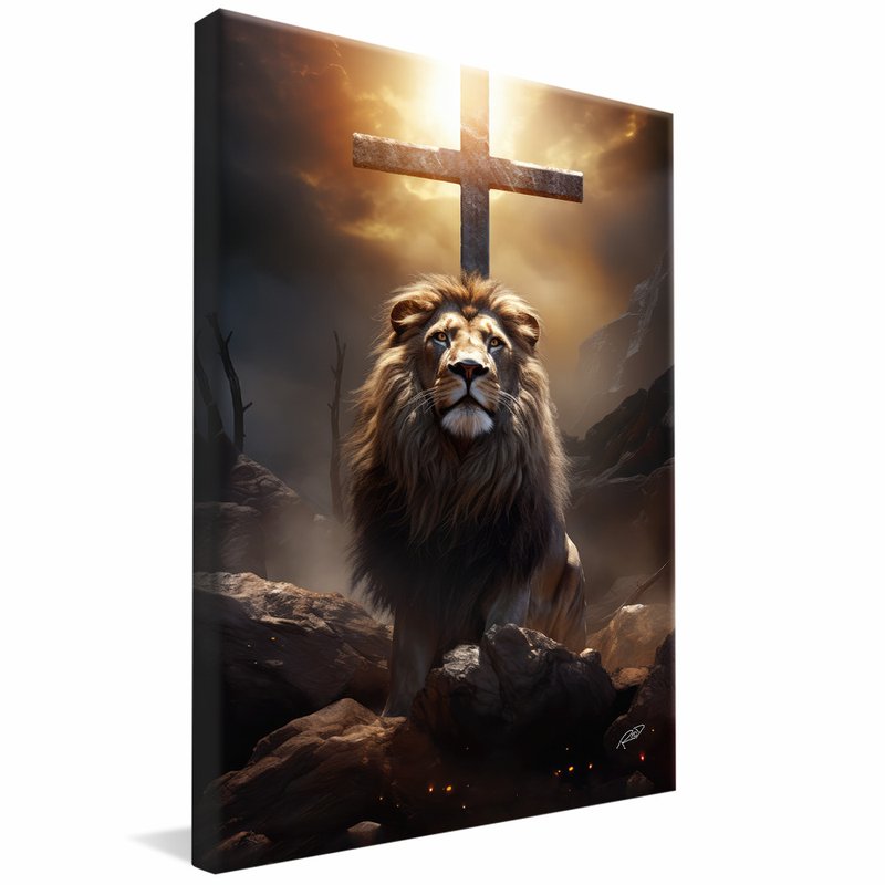 Cross and Lion V1587 Canvas