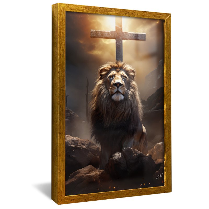 Cross and Lion V1587 Canvas