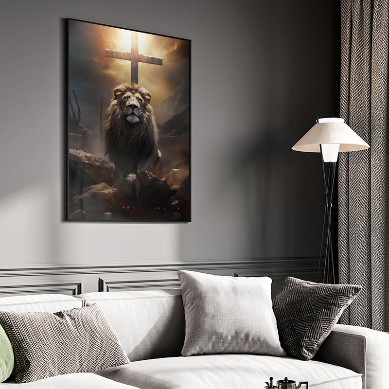 Cross and Lion V1587 Canvas