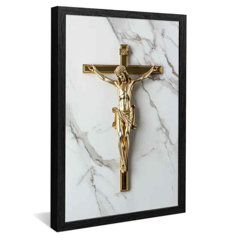 Crucifix Against Marble Decorative Canvas