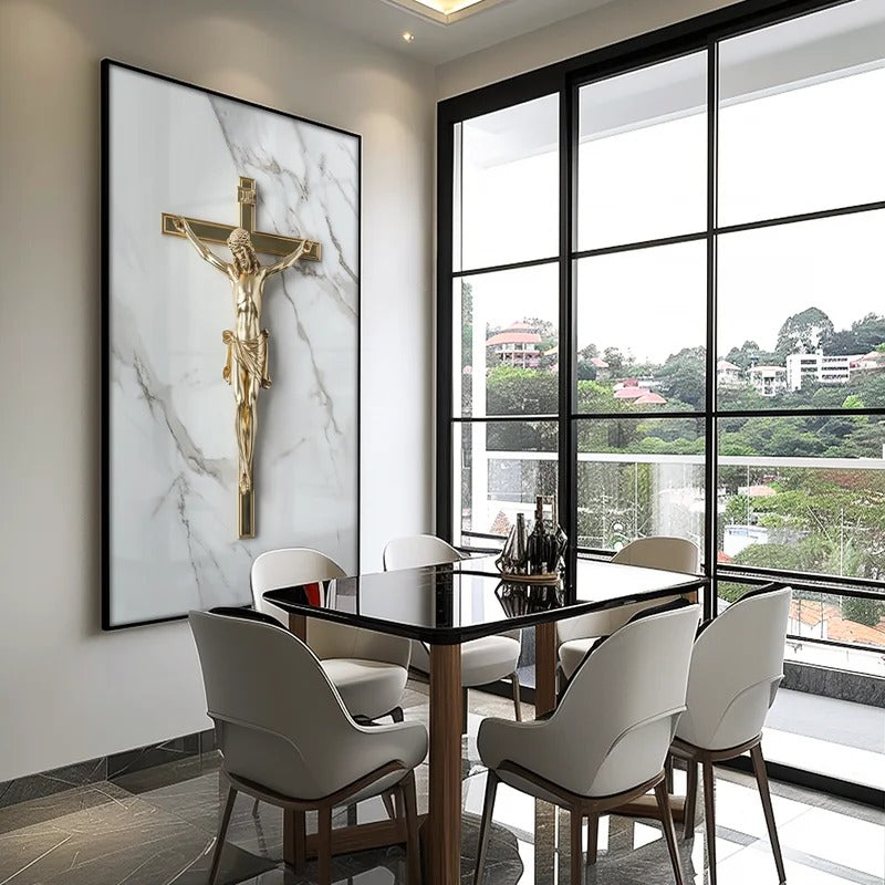 Crucifix Against Marble Decorative Canvas