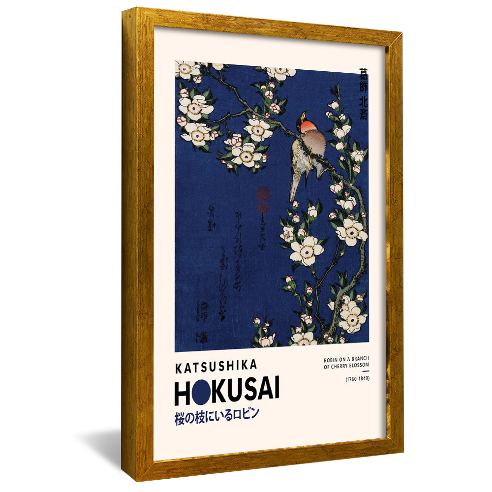 Katsushika Hokusai Robin On A Branch Of Cherry Blossom V2394 Canvas