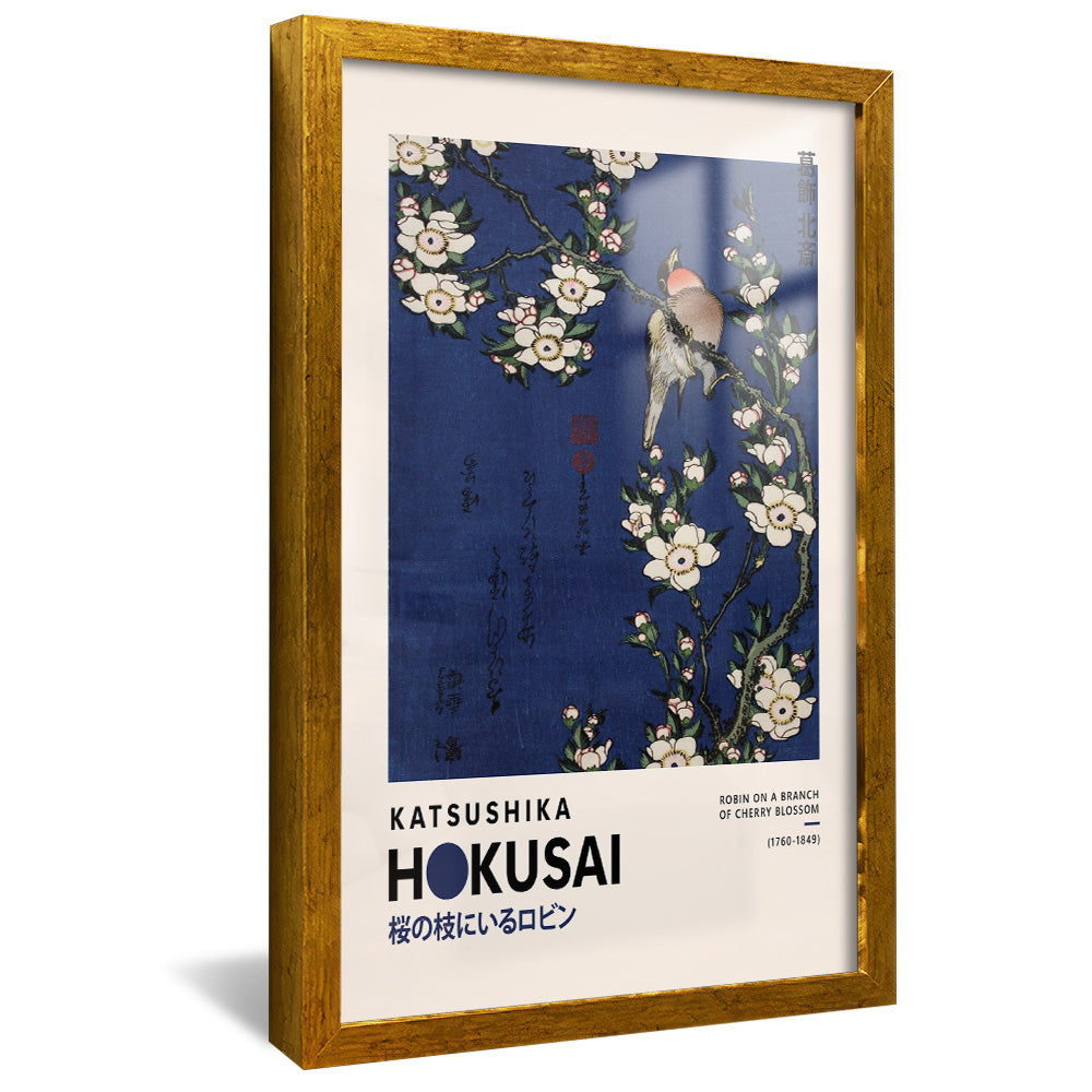 Katsushika Hokusai Robin On A Branch Of Cherry Blossom V2394 Canvas
