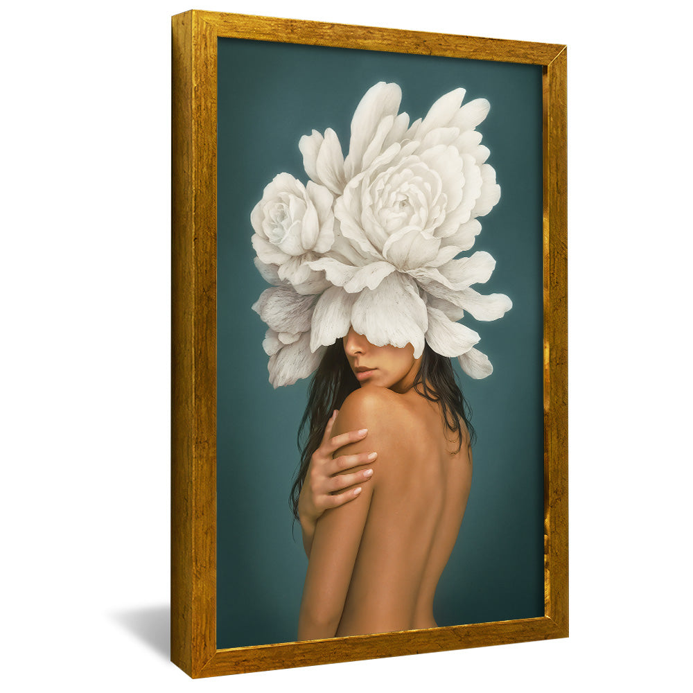 Woman and White Flowers V2461 Canvas