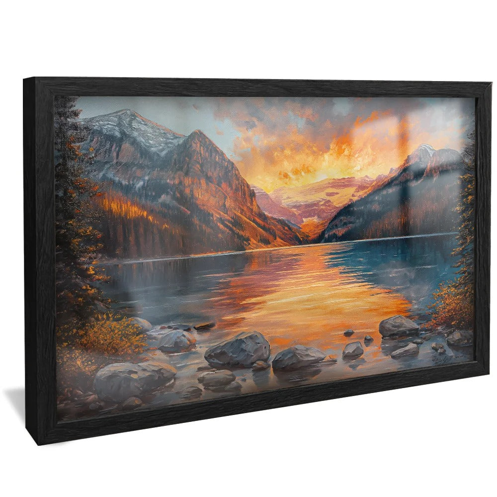 Decorative Canvas Lake and Mountains Painting V1287