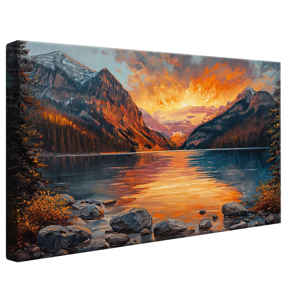 Decorative Canvas Lake and Mountains Painting V1287