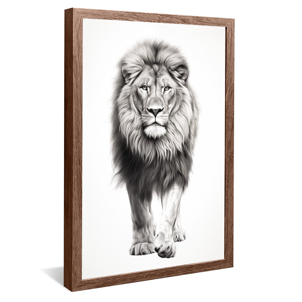 Drawing of Lion Walking V982 Canvas