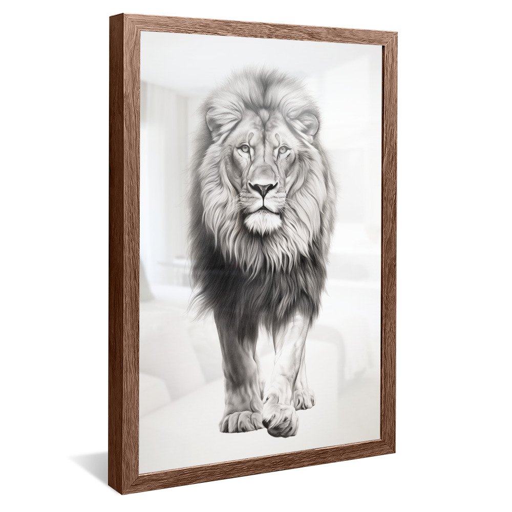 Drawing of Lion Walking V982 Canvas