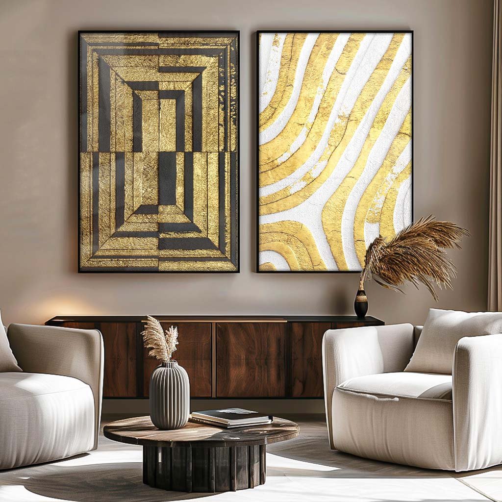 Duo Abstract Gold Canvas