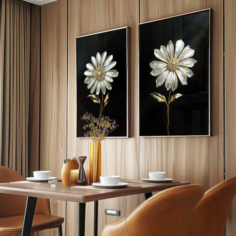 Duo Daisies In Gold Canvas V1612