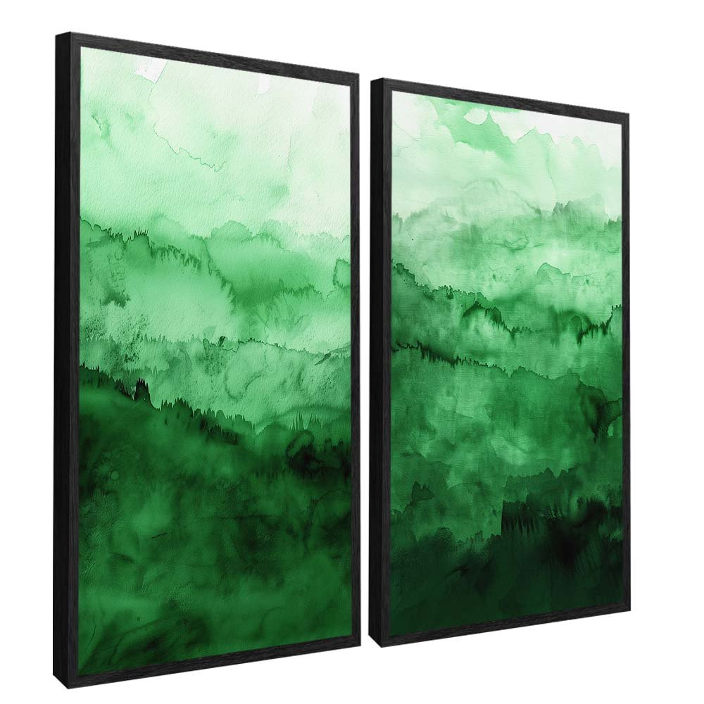 Duo Emerald Abstract Canvas