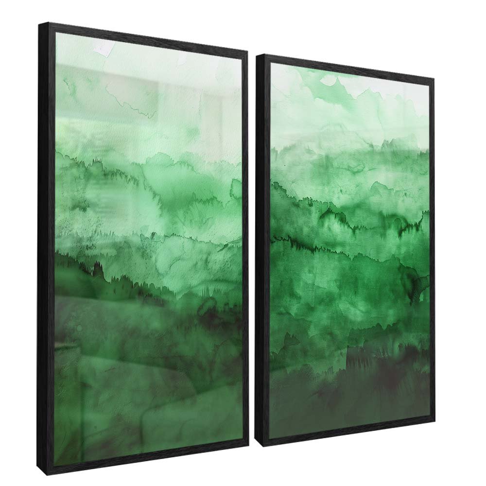 Duo Emerald Abstract Canvas