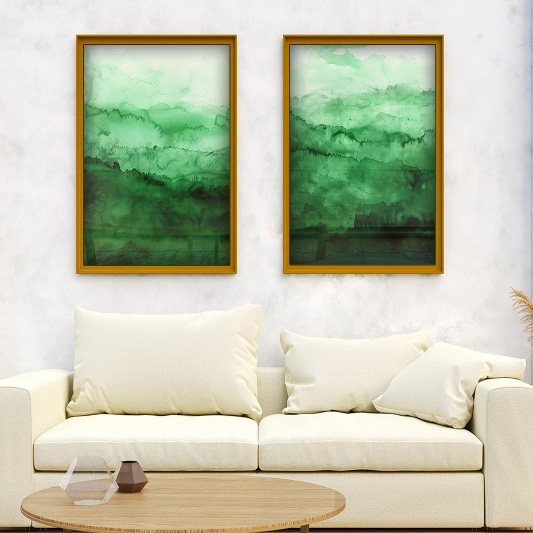 Duo Emerald Abstract Canvas