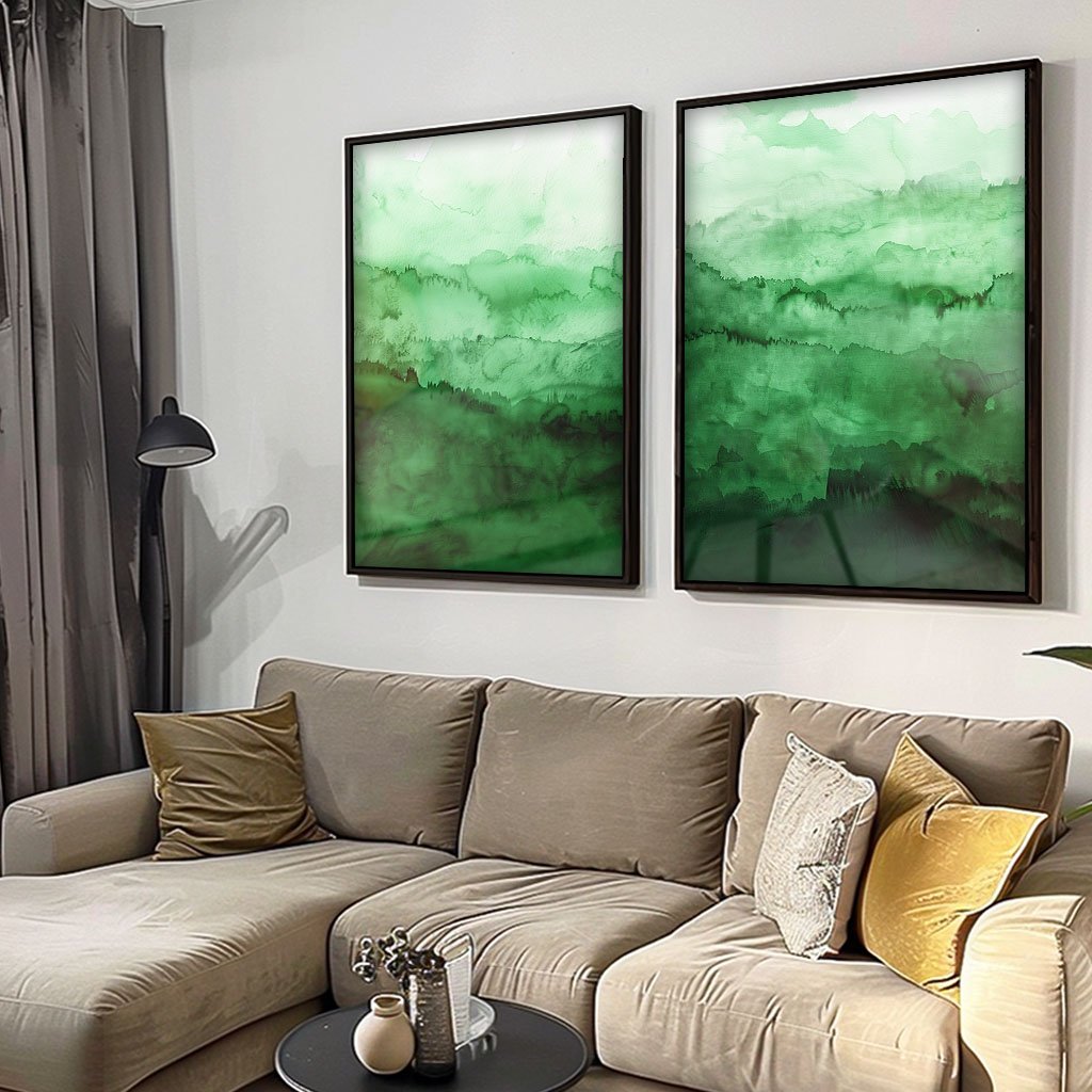 Duo Emerald Abstract Canvas