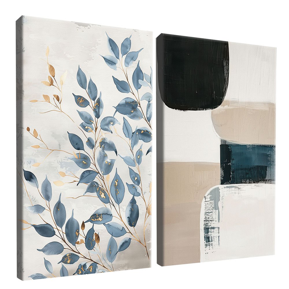 Duo Floral and Abstract Canvas