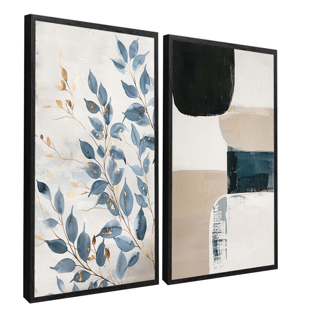 Duo Floral and Abstract Canvas