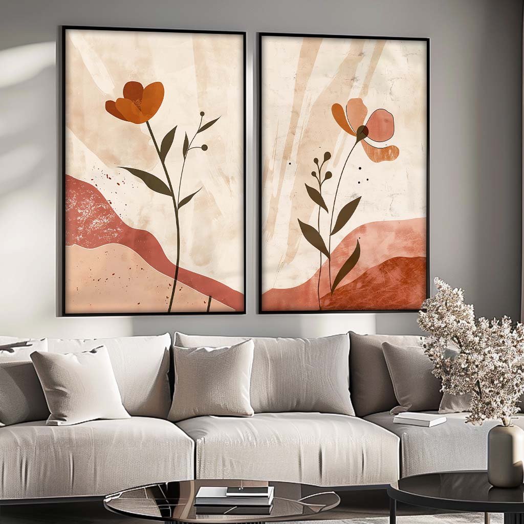 Duo Floral in Pink Tones V1618 Canvas