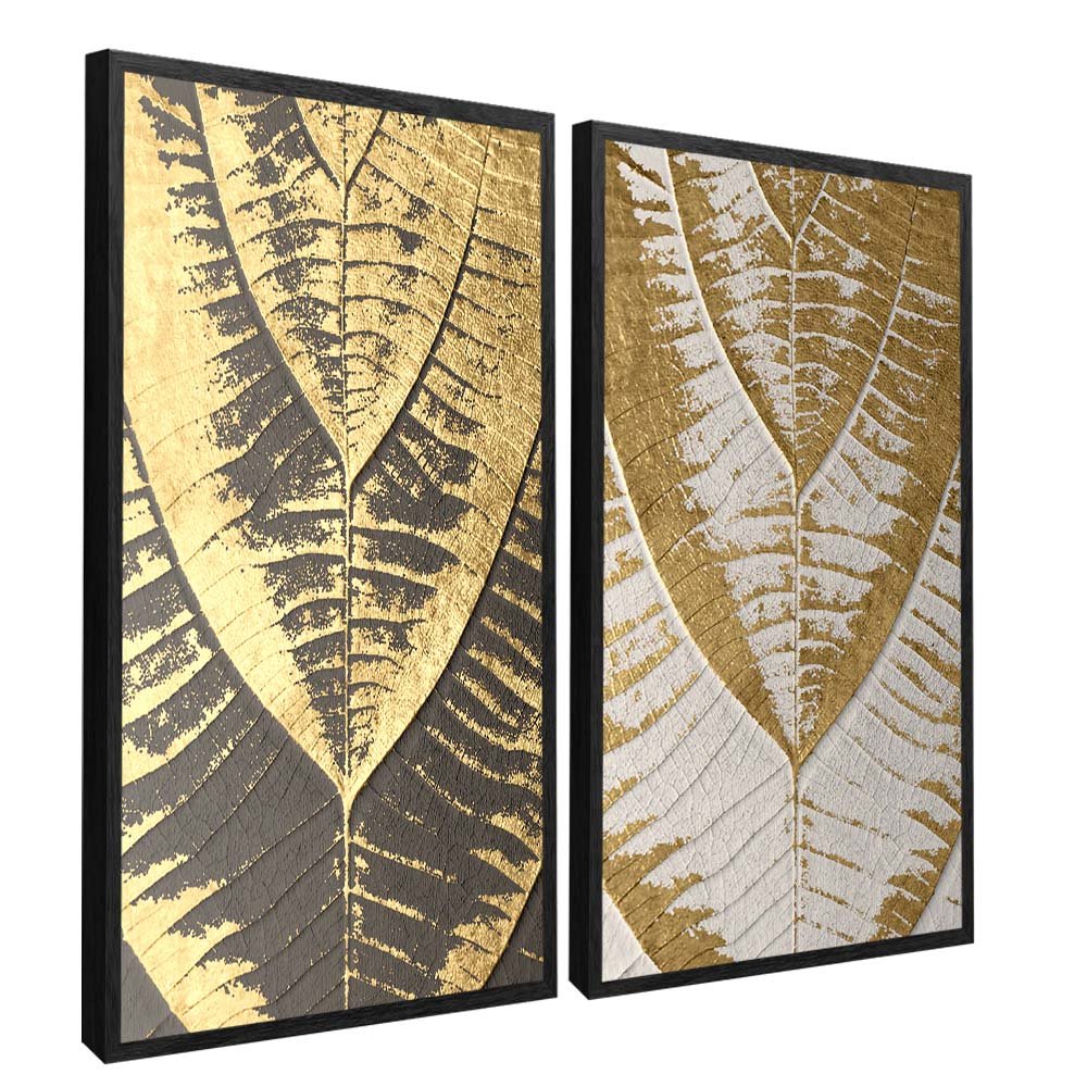 Duo Golden Marks of the Leaves Canvas