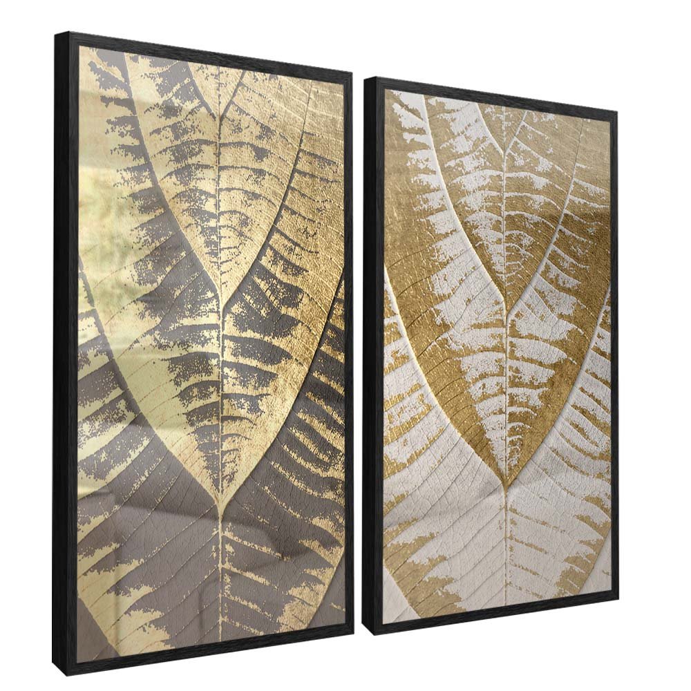 Duo Golden Marks of the Leaves Canvas