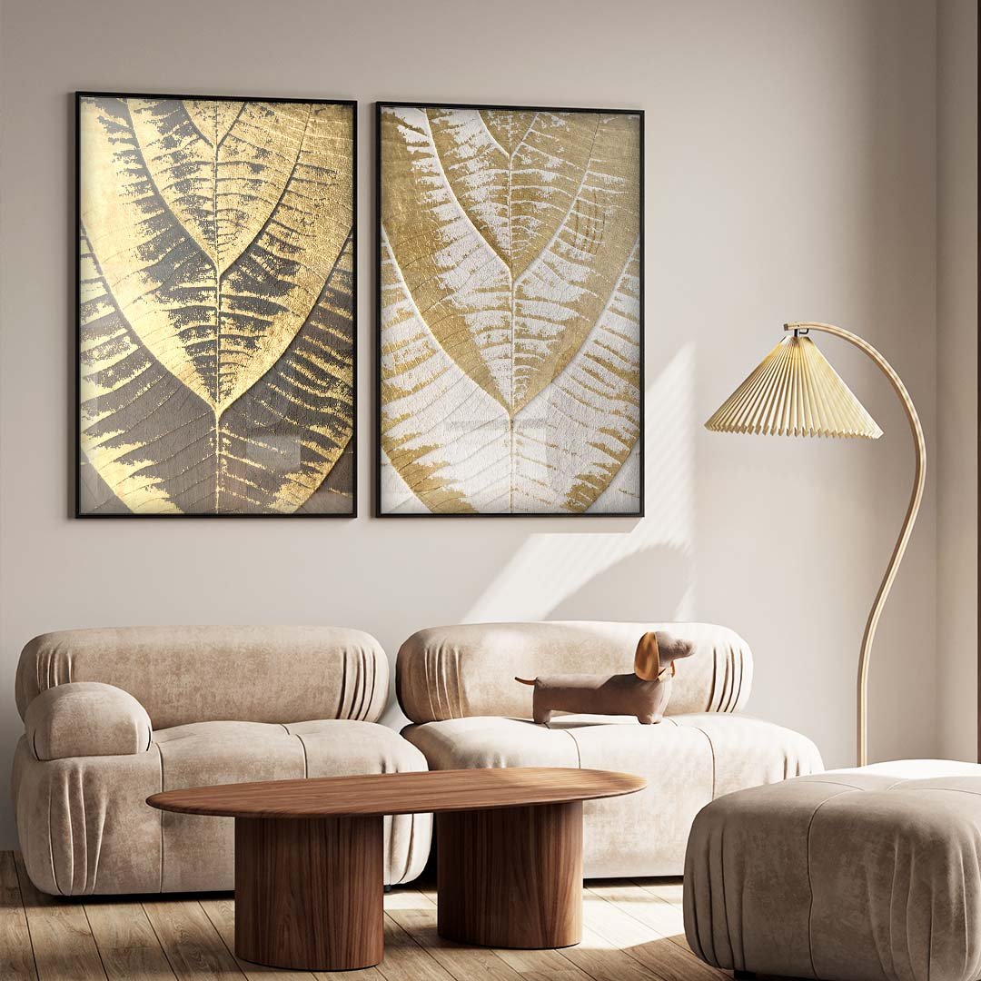 Duo Golden Marks of the Leaves Canvas