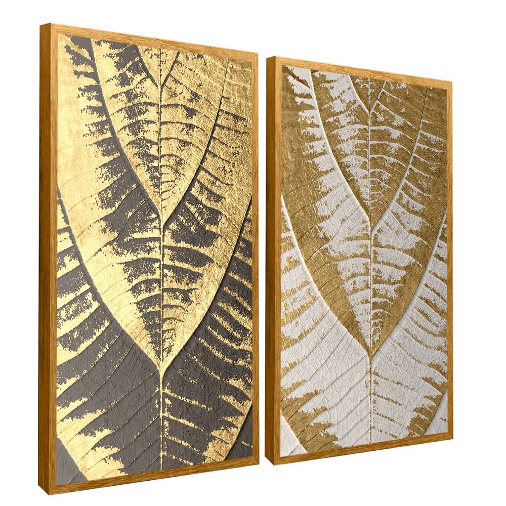 Duo Golden Marks of the Leaves Canvas