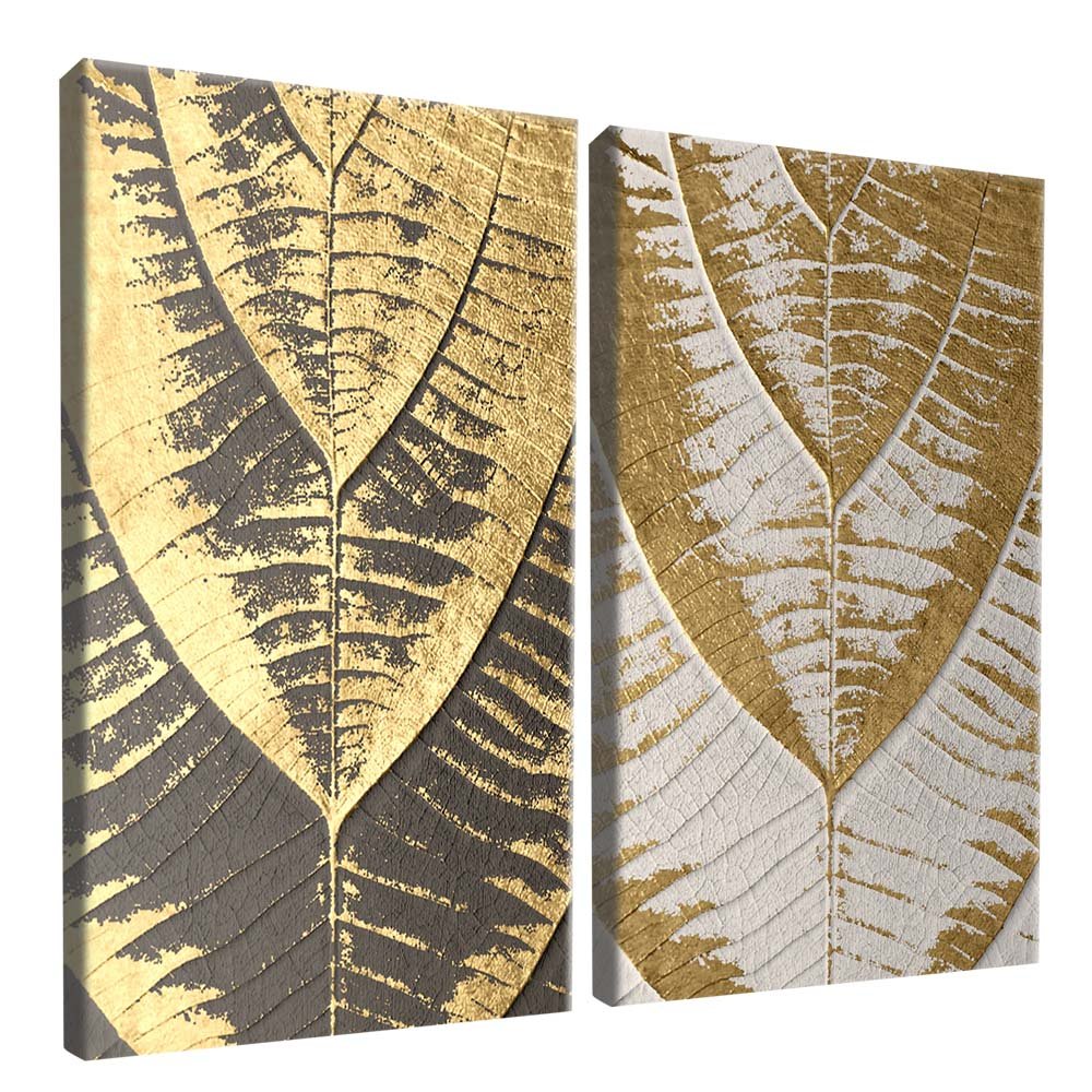 Duo Golden Marks of the Leaves Canvas