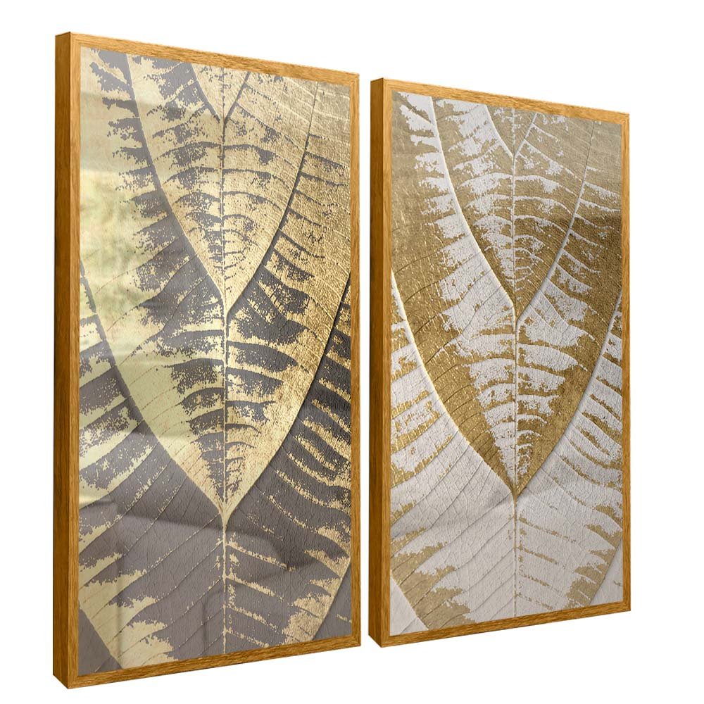 Duo Golden Marks of the Leaves Canvas