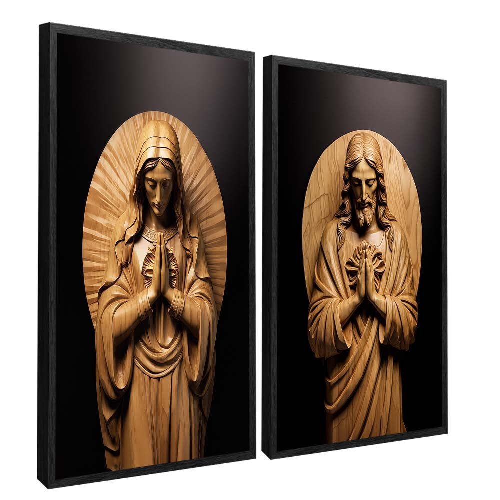 Duo Maria and Jesus in Wood V2145 Canvas