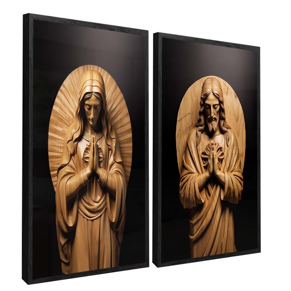 Duo Maria and Jesus in Wood V2145 Canvas