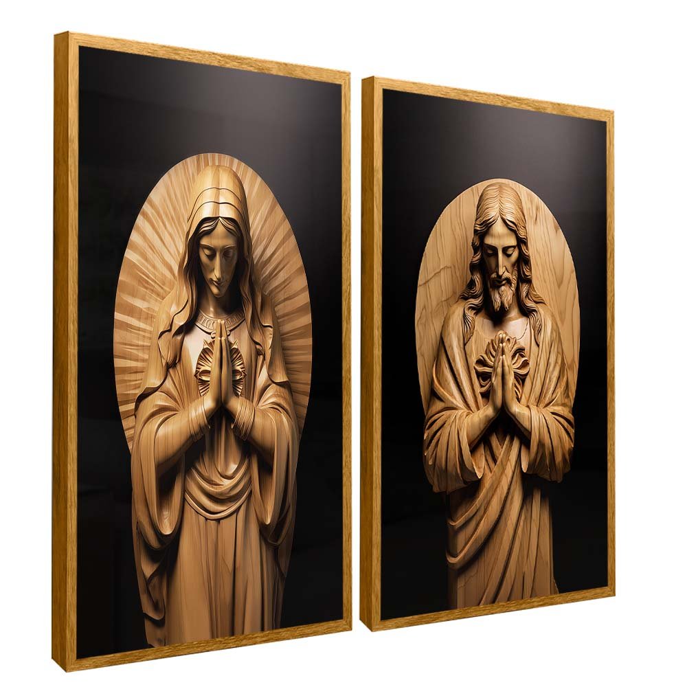 Duo Maria and Jesus in Wood V2145 Canvas