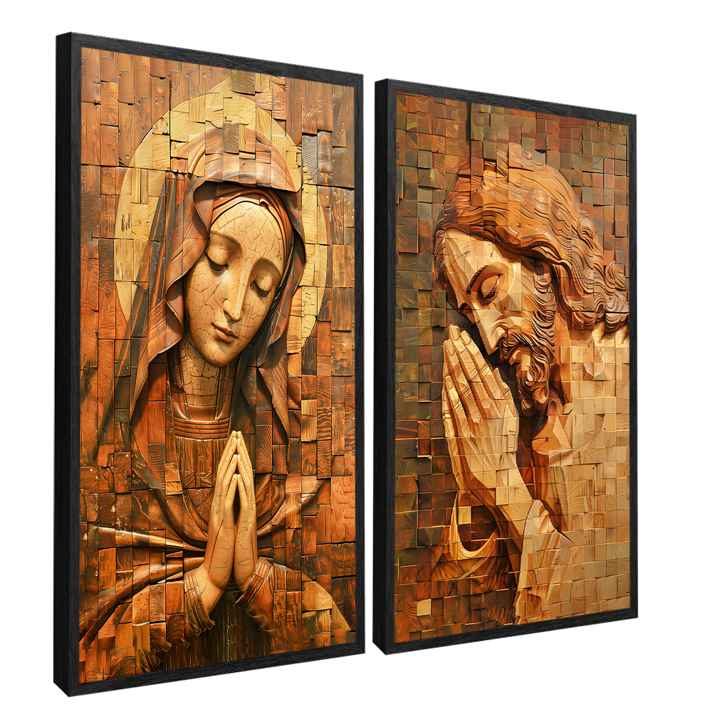 Duo Mary and Jesus Praying Mosaic V1485 Canvas