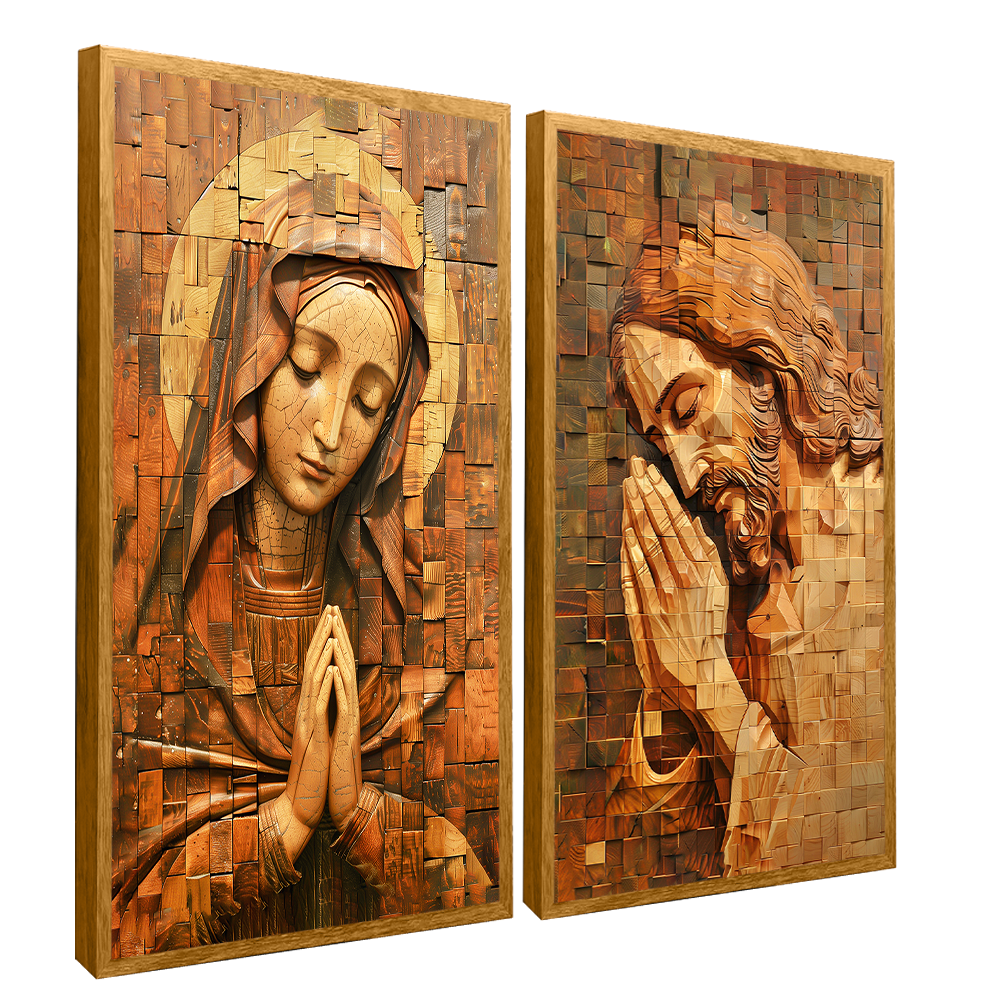 Duo Mary and Jesus Praying Mosaic V1485 Canvas