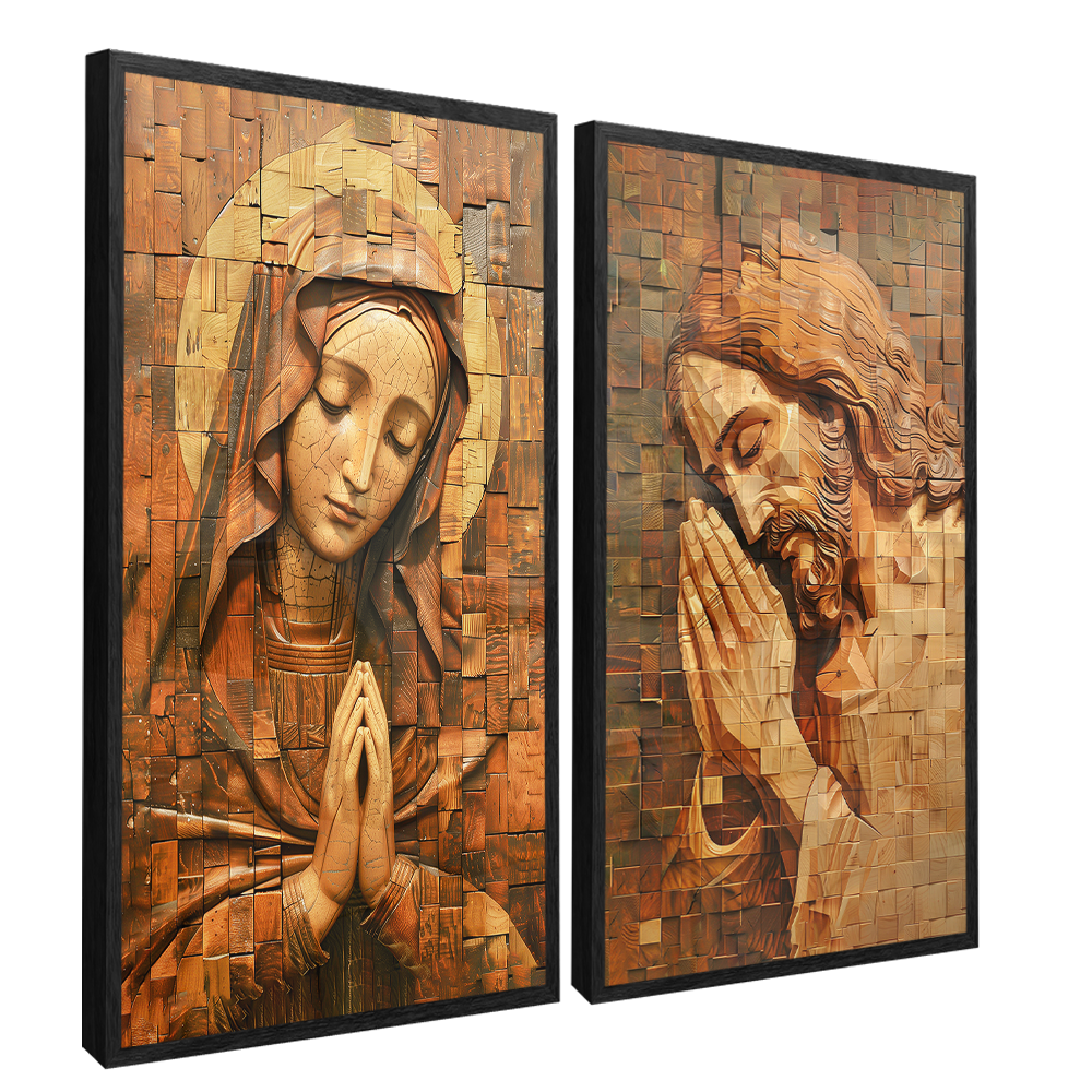 Duo Mary and Jesus Praying Mosaic V1485 Canvas