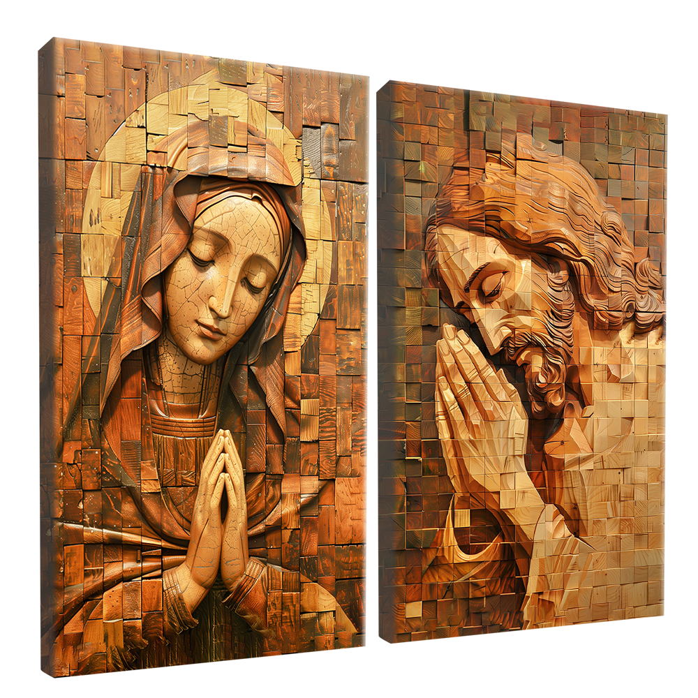 Duo Mary and Jesus Praying Mosaic V1485 Canvas