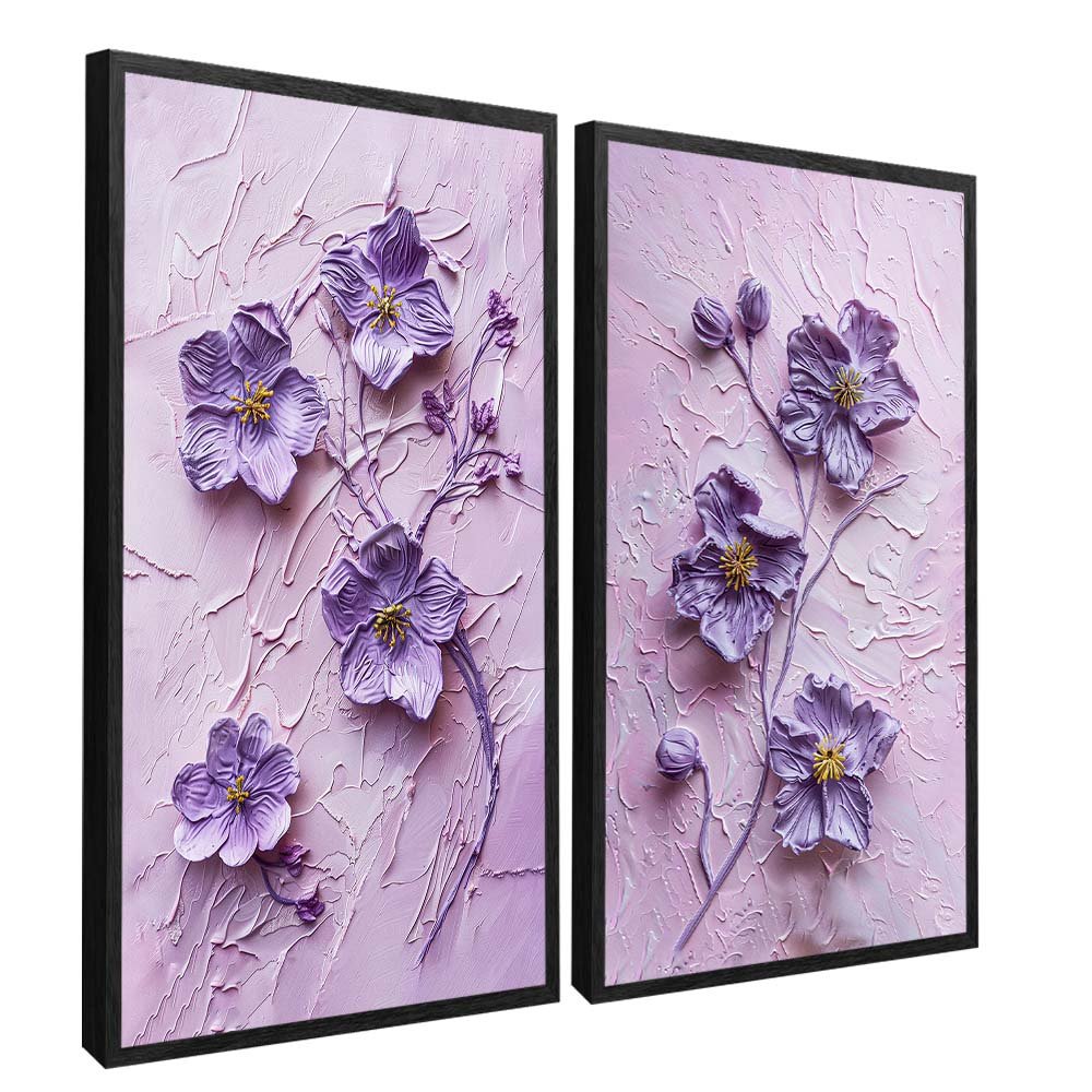 Duo Violet Flower Painting Canvas