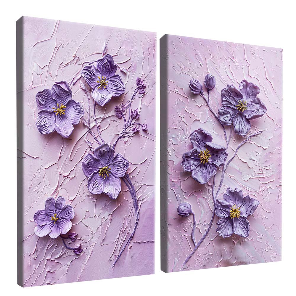 Duo Violet Flower Painting Canvas