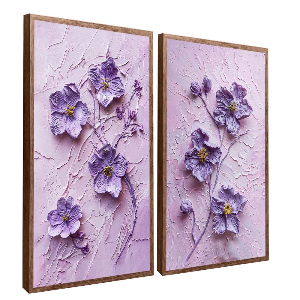 Duo Violet Flower Painting Canvas