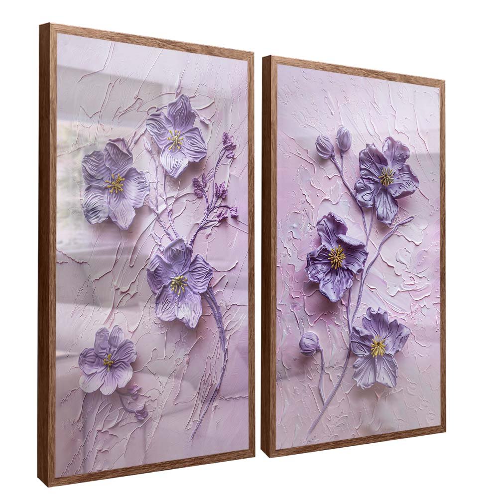 Duo Violet Flower Painting Canvas